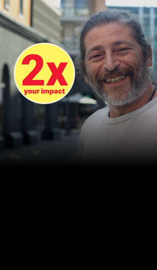 Souls Harbour Rescue Mission July matching-gift campaign featuring a man who was helped